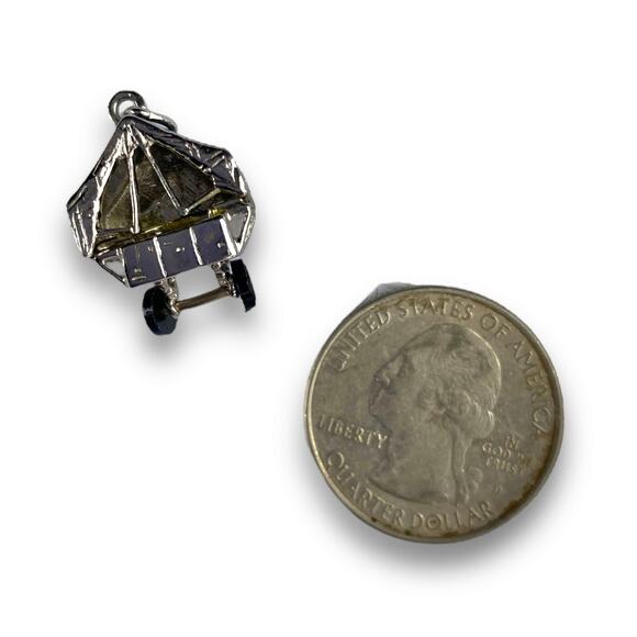 Vintage Charm Travel Trailer Camper Silver Tone Wheels Turn Whimsical 1950s RARE - Picture 12 of 13